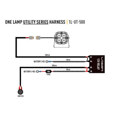 Lazer Single-lamp harness kit, 5m, Utility, Abmessungen