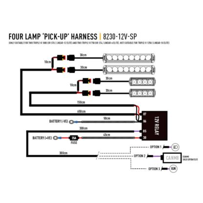 Lazer Four Lamp Harness Kit with splice, 2-Pol, Triple-R Elite/ ST Evolution/ Linear/ Sentinel Elite